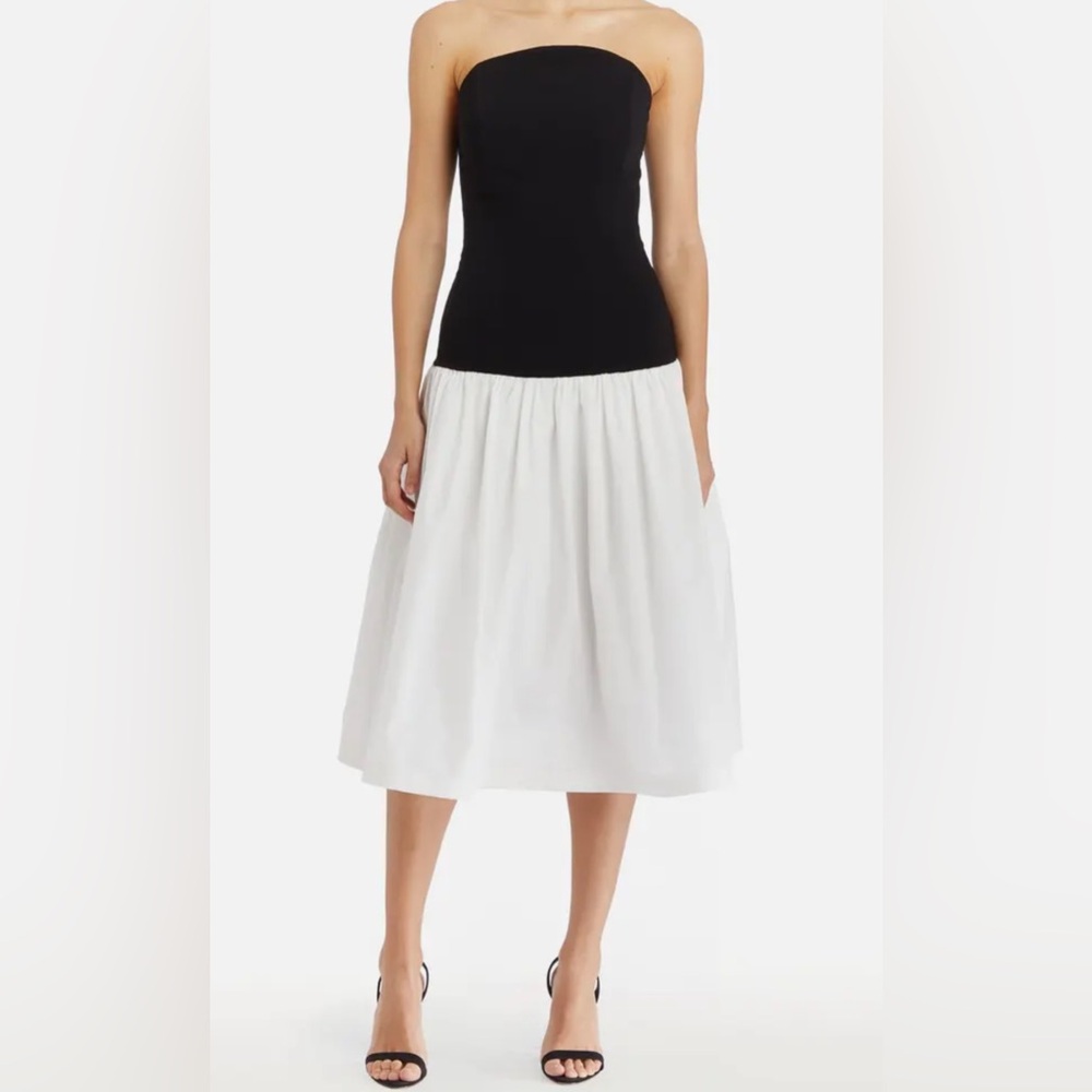 Amanda Uprichard Valencia Strapless Midi Prom Dress  Datenight Minimalist